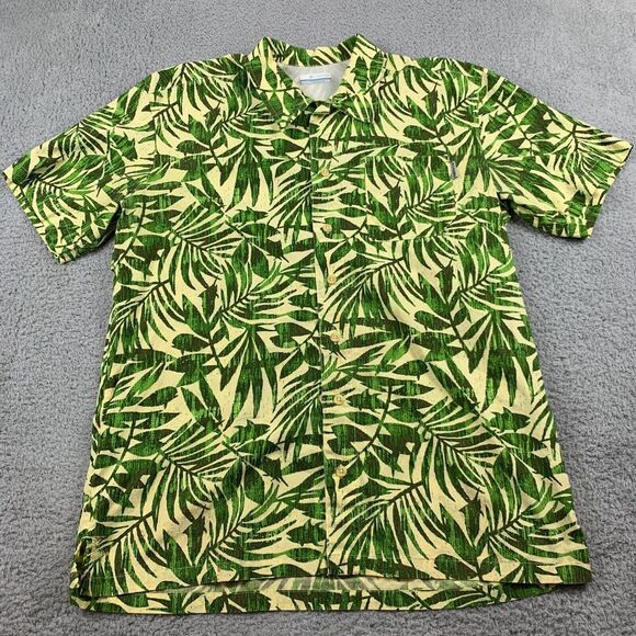 Columbia PFG Shirt Mens‎ Medium Green Floral Jungle Vented Fishing Short Sleeve - Picture 1 of 13